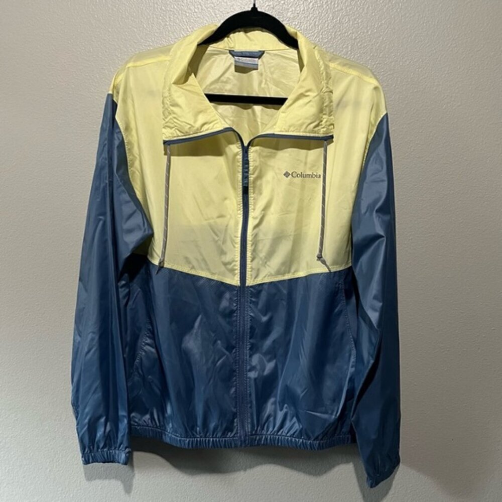 COLUMBIA- NEW Wind breaker Wind Runner Yellow and Blue Jacket Size L